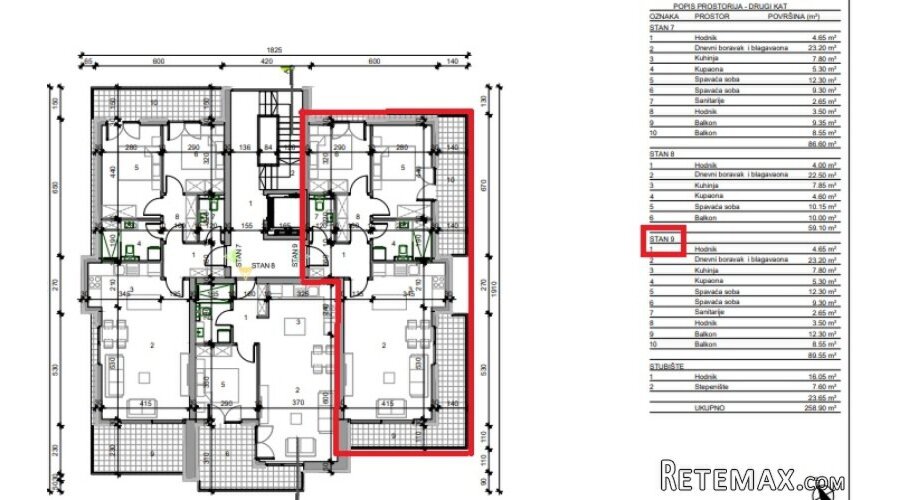 STAN SA 2 SPAVAĆE SOBE, NOVOGRADNJA KAŠTEL - 2