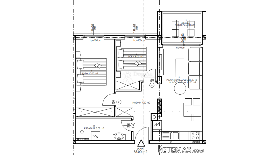 Novogradnja Veli Vrh - 3. kat, 55 m2 (A29) - 2