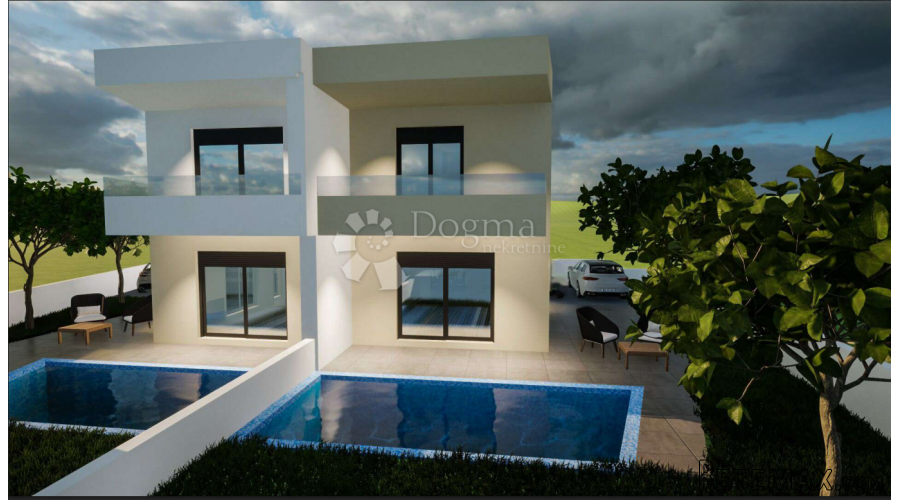 VODICE, moderna dvojna kuća u novogradnji, S2