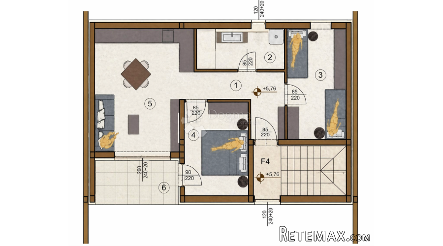 2S+DB, 2. kat u novogradnji - 1 km od mora - 61,21 m2 - 2