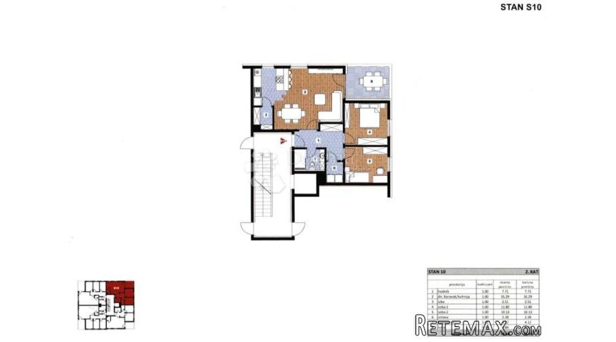 stan Sesvete novogradnja 76 m2, 3-sobni 2.-gi kat