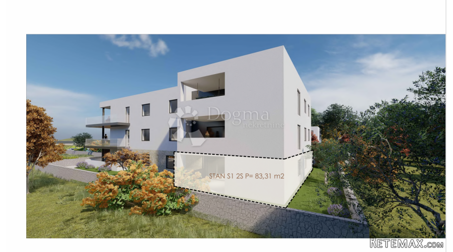 Privlaka - Mletak stan s vrtom , 80m od mora