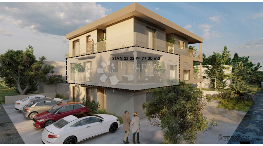 Otok Vir -Site 77,20m2 dvosoban stan120m od mora