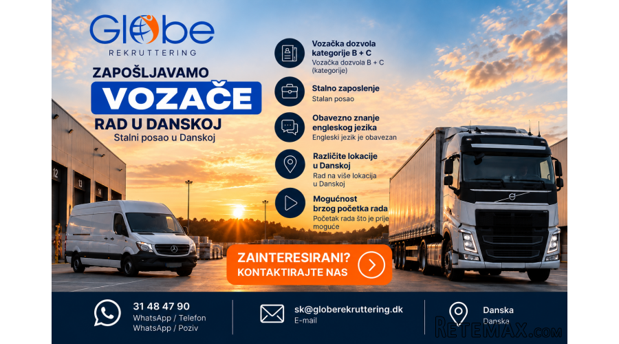 Vozači B i C/CE kategorije za rad u Danskoj