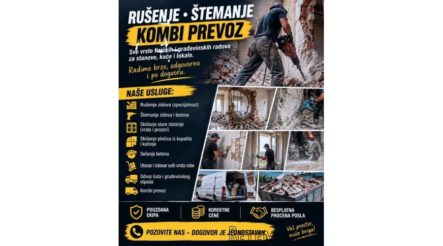 Rušenje • Štemanje • Kombi prevoz