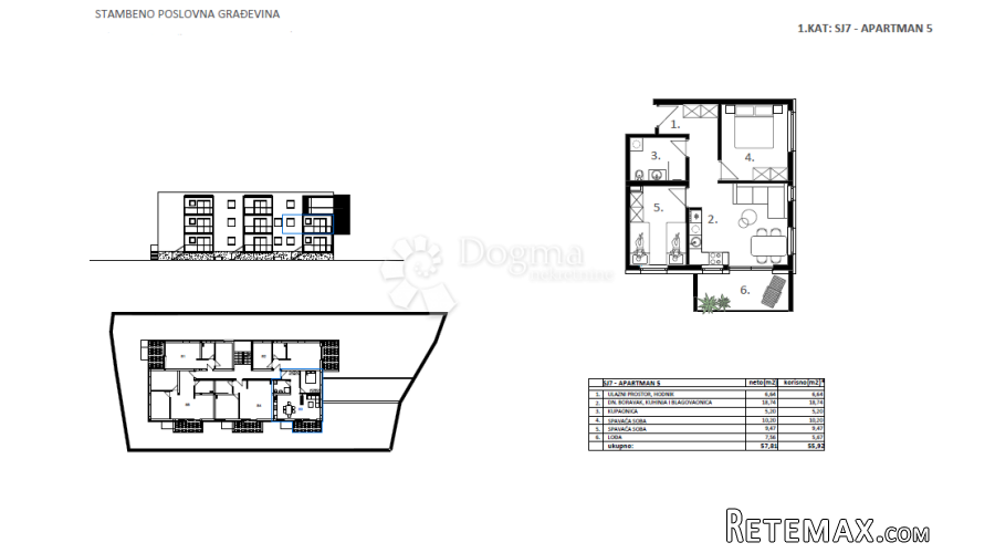 Novogradnja Vodice - SJ 7, APARTMAN 5 - 55,92 m² - 2