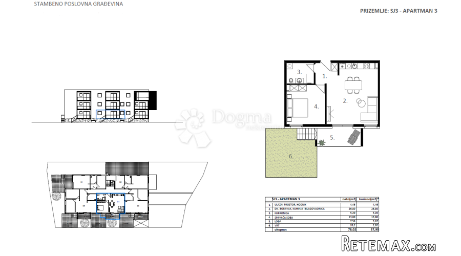 Novogradnja Vodice - SJ 3, APARTMAN 3 - 57,95 m² - 2