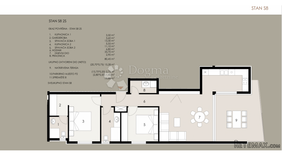 Privlaka-99,88m2 , 80m od mora - 3