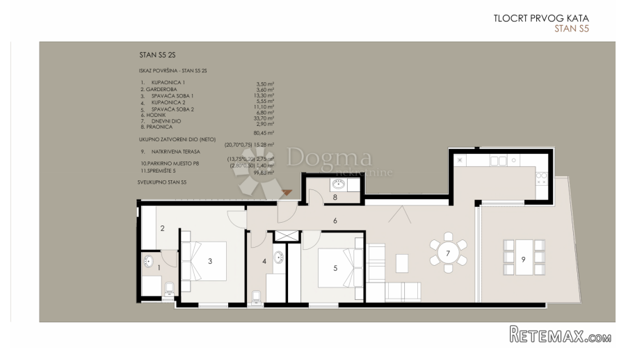 Privlaka -Mletak / 2S+DB / 99,88m2 - 3