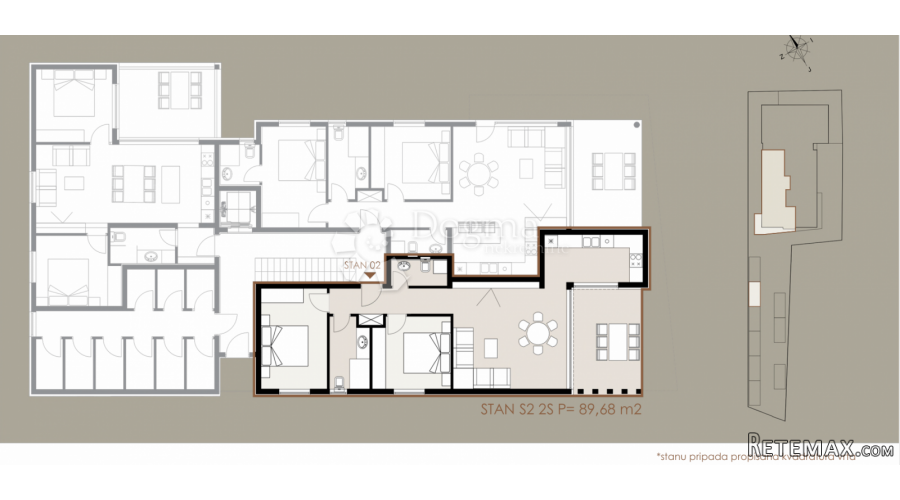 Trosoban stan 89,68 m2-Privlaka-Mletak novogradnja - 2