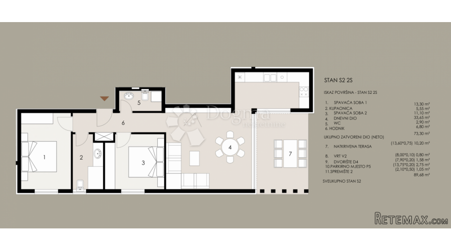 Trosoban stan 89,68 m2-Privlaka-Mletak novogradnja - 3