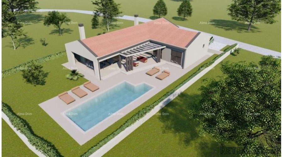 Marčana, Građevinsko zemljište, 845 m2, s projektom i do.. - 2