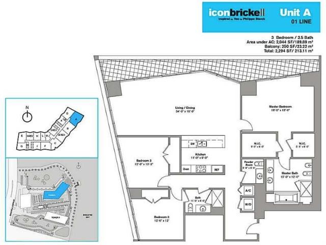 3 bedroom Flat For Sale: 465 BRICKELL.. - 2