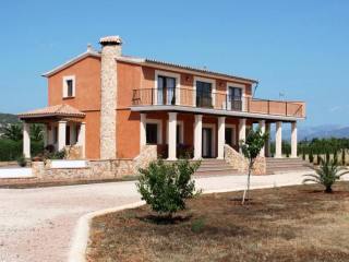 Newly built country house with mountain..