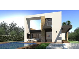 Modern design detached villa with sea..