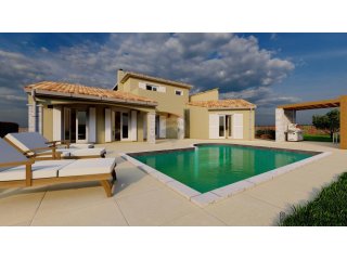 Istra, Kaštel, vila s bazenom u novogradnji