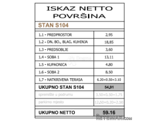 Novogradnja Pula centar - 59 m2, 1. kat (S104)