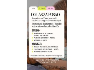 Posao za stalno: Briga o deci 4 i 8 godina