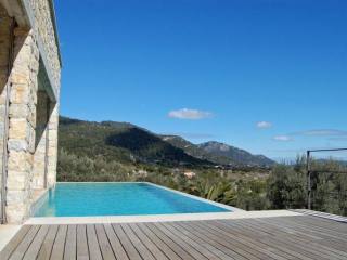 Modern stone facade country house with..