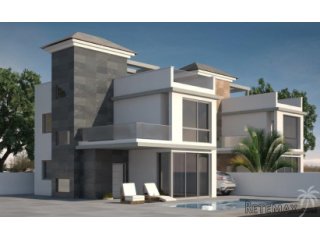 Beautiful modern detached villas are built in a residential..