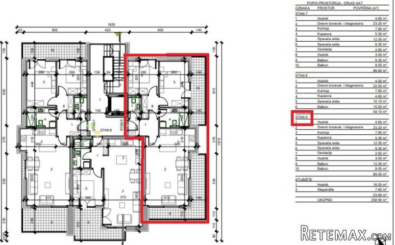 STAN SA 2 SPAVAĆE SOBE, NOVOGRADNJA KAŠTEL - 2