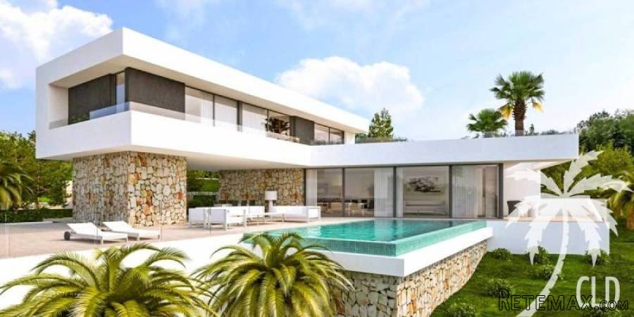 Impressive modern luxury villa under construction on a..