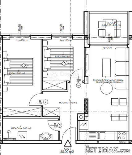 Novogradnja Veli Vrh - 3. kat, 55 m2 (A29) - 2