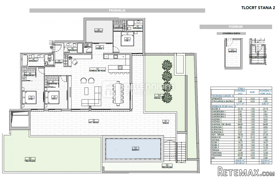 Opatija, luksuzni stan, 3s+db, 238.91m2, pogled na more - 2