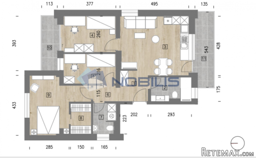 Varaždin, centar, trosobni stan 89.60 m2, prizemlje - 7