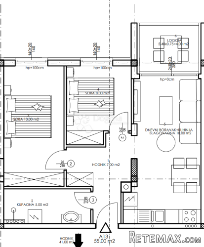 Novogradnja Veli Vrh - 1. kat, 55 m2 (A13) - 2