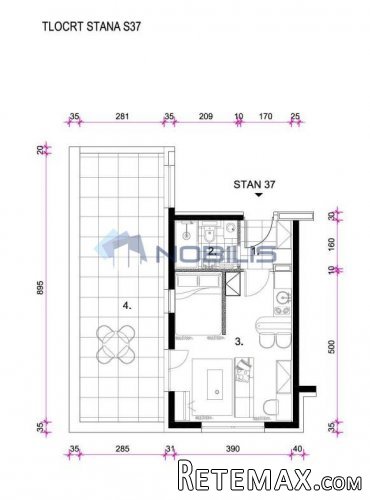 Zagreb (Retkovec), garsonjera+terasa, 31,64 m2, S37..