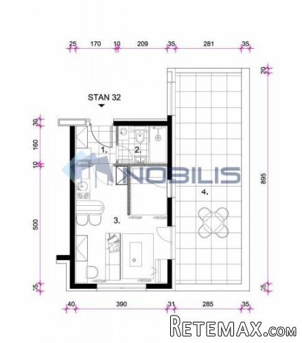 Zagreb (Retkovec), garsonjera+terasa, 31,64 m2, S32..