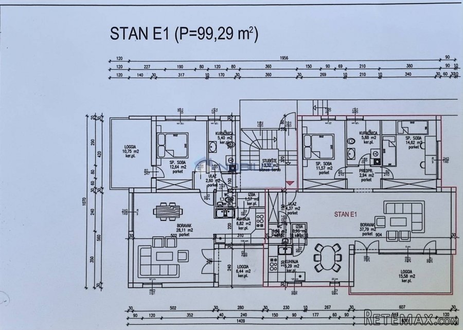 Zagreb, Gajnice - stan na 1. katu, pogled (99,27m2)