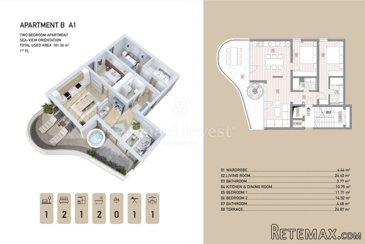OPATIJA - CENTAR, stan 2S+DB s pogledom na more u.. - 2