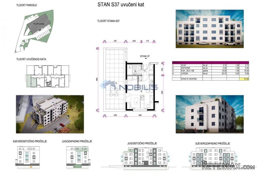 Zagreb (Retkovec), garsonjera+terasa, 31,64 m2, S37.. - 5
