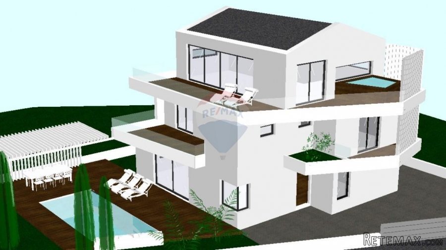 Ližnjan, građevinsko zemljište s projektom za kuću s bazenom - 3