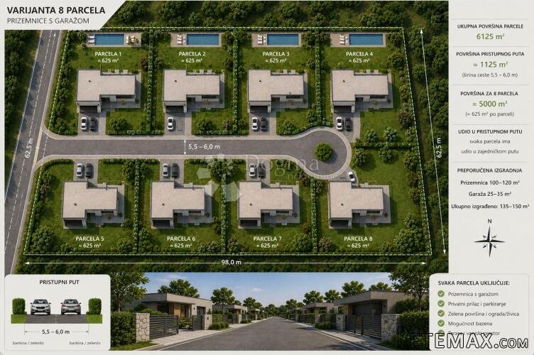 Zemljište 625 m² za gradnju vile s bazenom