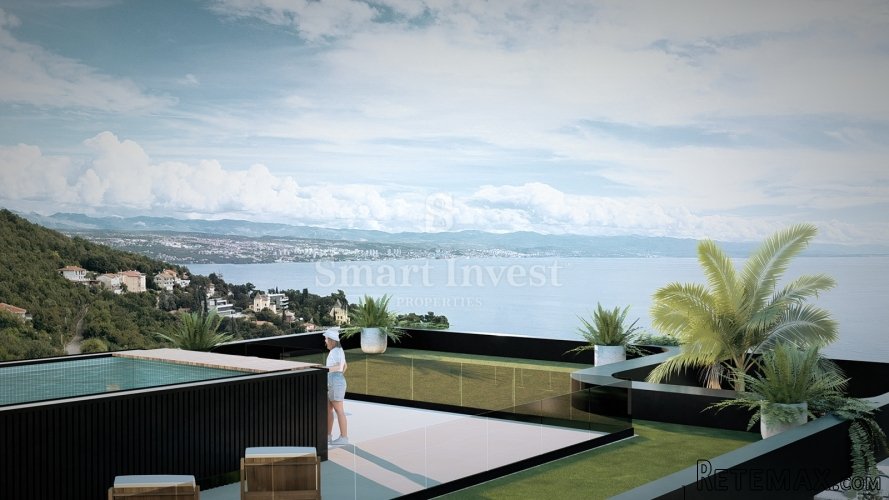 IČIĆI, raskošni penthouse 3S+DB s krovnom terasom i bazenom..