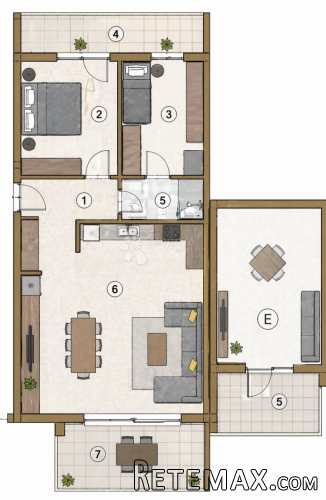 2S+DB, 2. kat u novogradnji - 1 km od mora - 80.51 m2 - 2