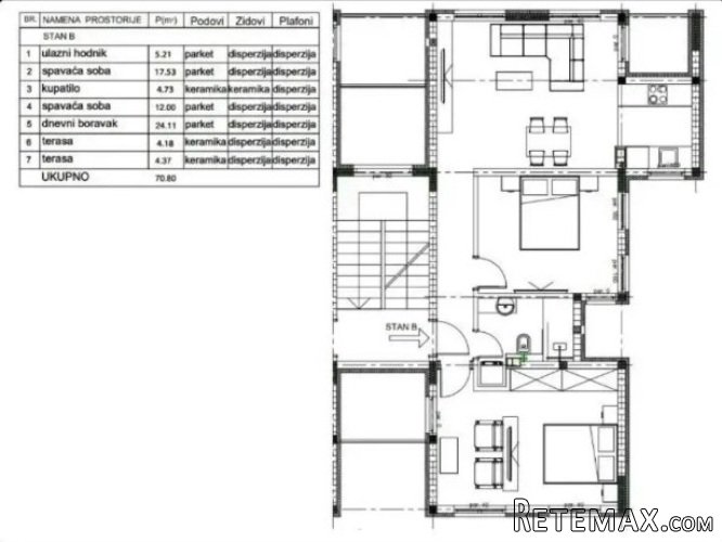 Ledine-novogradnja! Stan 70m2+70m2 terasa/dvoriste - 9