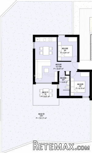 A2.2 – KAŠTEL NOVI; NOVOGRADNJA, 3S STAN S VRTOM (152 m²), B