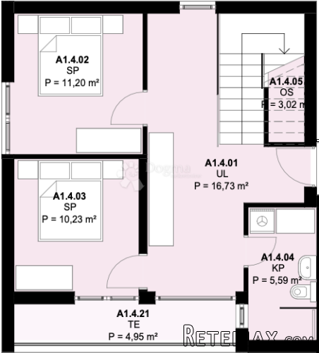 A1.4 – KAŠTEL NOVI; NOVOGRADNJA, DVOETAŽNI PENTHOUSE, 3S, 2