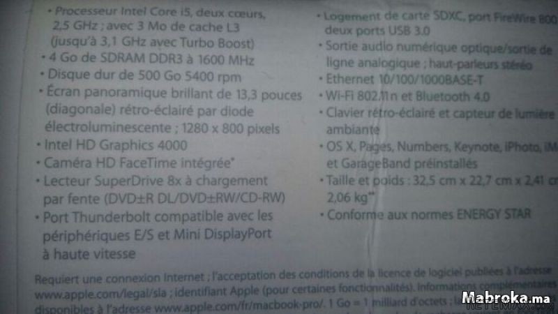 Macbook Pro neuf 9500 dh