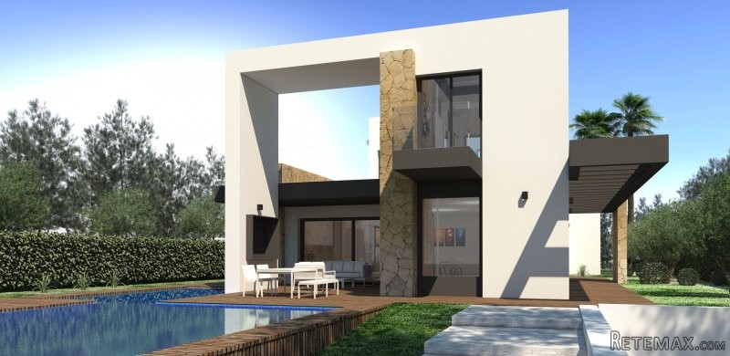 Modern design detached villa with sea..