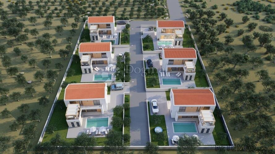 Rtina Sunset – projekt 6 vila s bazenom, pogled na more