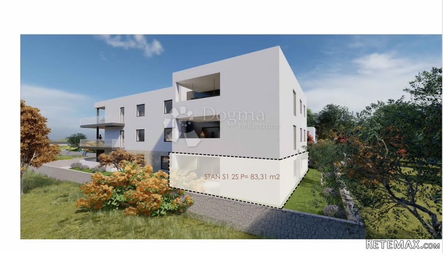 Privlaka - Mletak stan s vrtom , 80m od mora