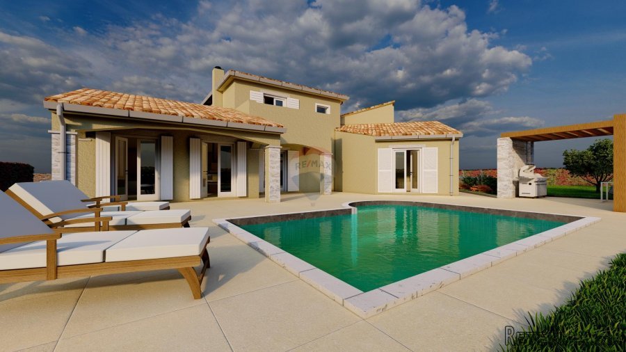 Istra, Kaštel, vila s bazenom u novogradnji
