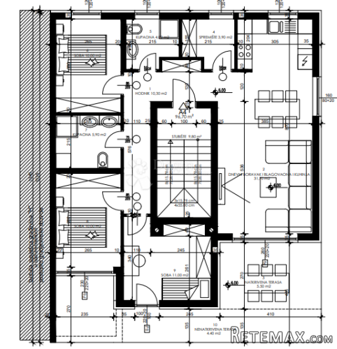 Penthouse kod Pula city malla, 2. kat, 96,70 m2 (ZGR I, stan - 3