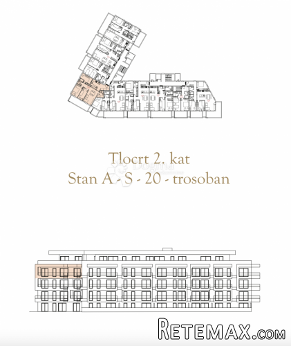 TROSOBAN STAN U NOVOGRADNJI, 2. kat (A-S20) - 2