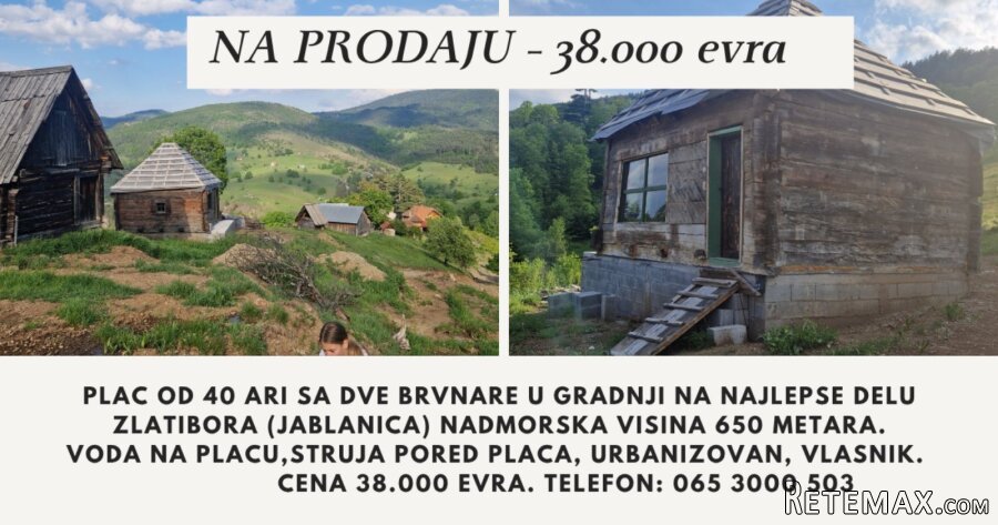 Prodajem plac sa brvnarama na Zlatiboru